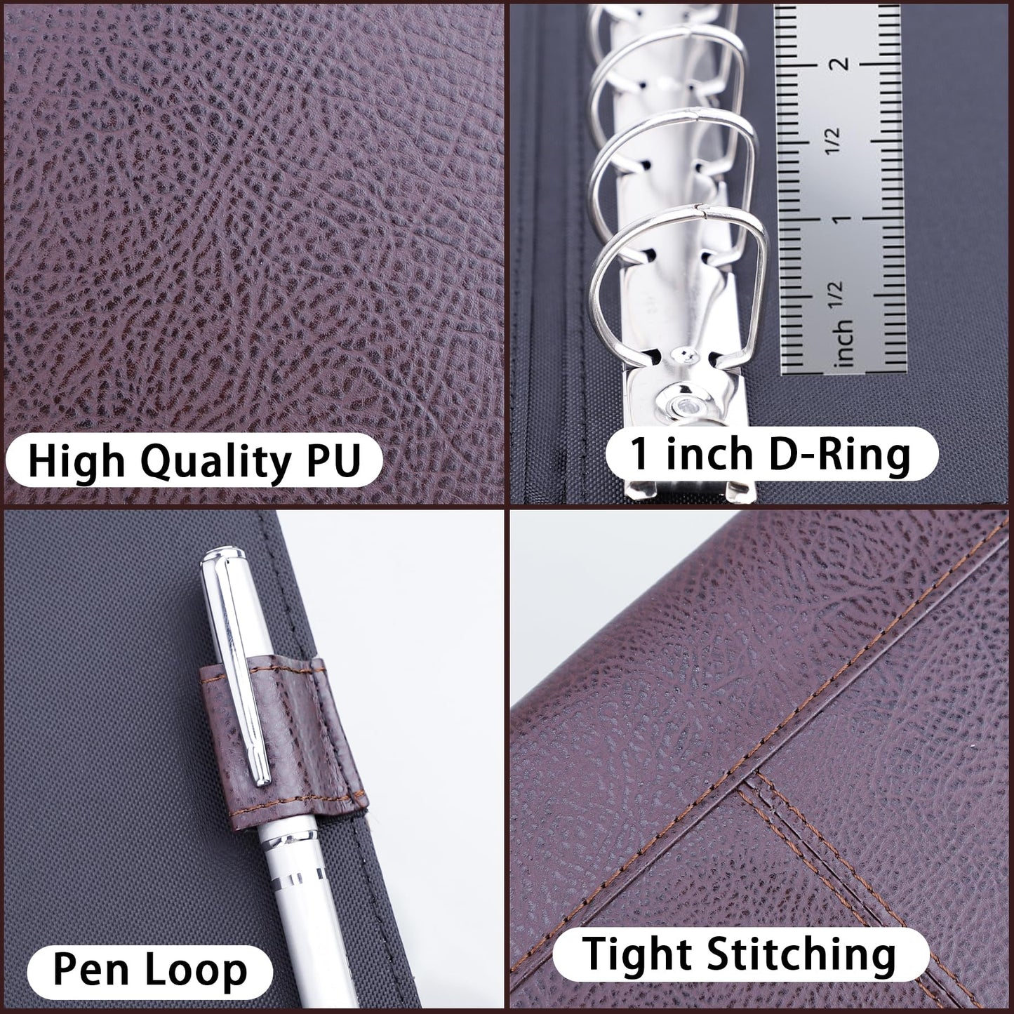 Antner 7 Ring Business Checkbook Binder for Business Checks, 600 Checks Capacity, PU Leather Check Book Binder Cover with Zipper Pouch, Executive Organizer Portfolio Holder for 9" x 13" Sheets, Coffee