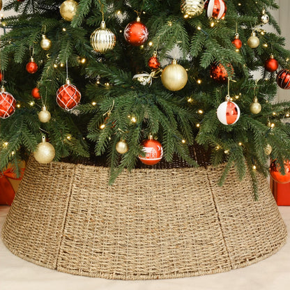 Rocinha 32 in Extra Large Rattan Christmas Tree Collar Basket - Rustic Handcrafted Christmas Tree Stand Cover Woven Tree Skirt Collar Christmas Tree Decoration Farmhouse Indoor Decorations for Home