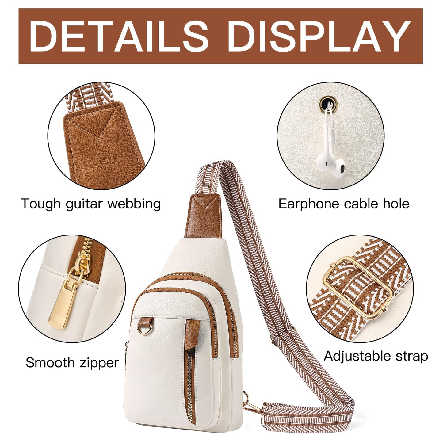 GAEKEAO Sling Bag for Women Vegan Leather Crossbody Bags Travel Fanny Packs Small Shoulder Purse Chest Bag Backpack Gifts
