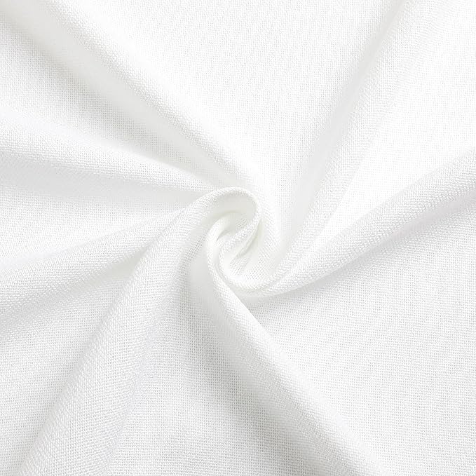 Tollpiz Linen Curtain Bedroom Rod Pocket Semi Sheer Curtains Burlap Light Filtering Thick Linen Drape for Living Room, 38 x 84 inches Long, White, Set of 2 Panels