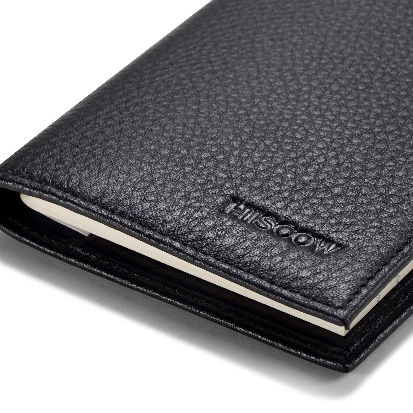 HISCOW Duplicate Checkbook Cover for Men & Women - Full Grain Leather (Pebbled Black)