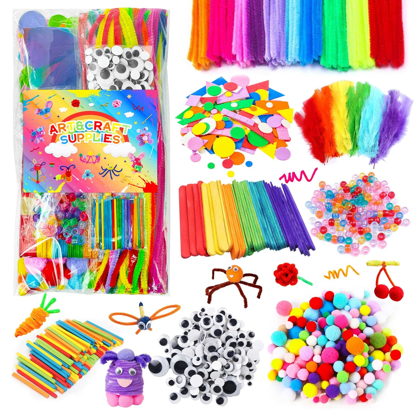 Itopstar Arts and Crafts Supplies Kit Craft Set for Kids-Art Supplies Kids Art Supplies for Preschool, Homeschool and Kindergarten DIY Crafting Projects