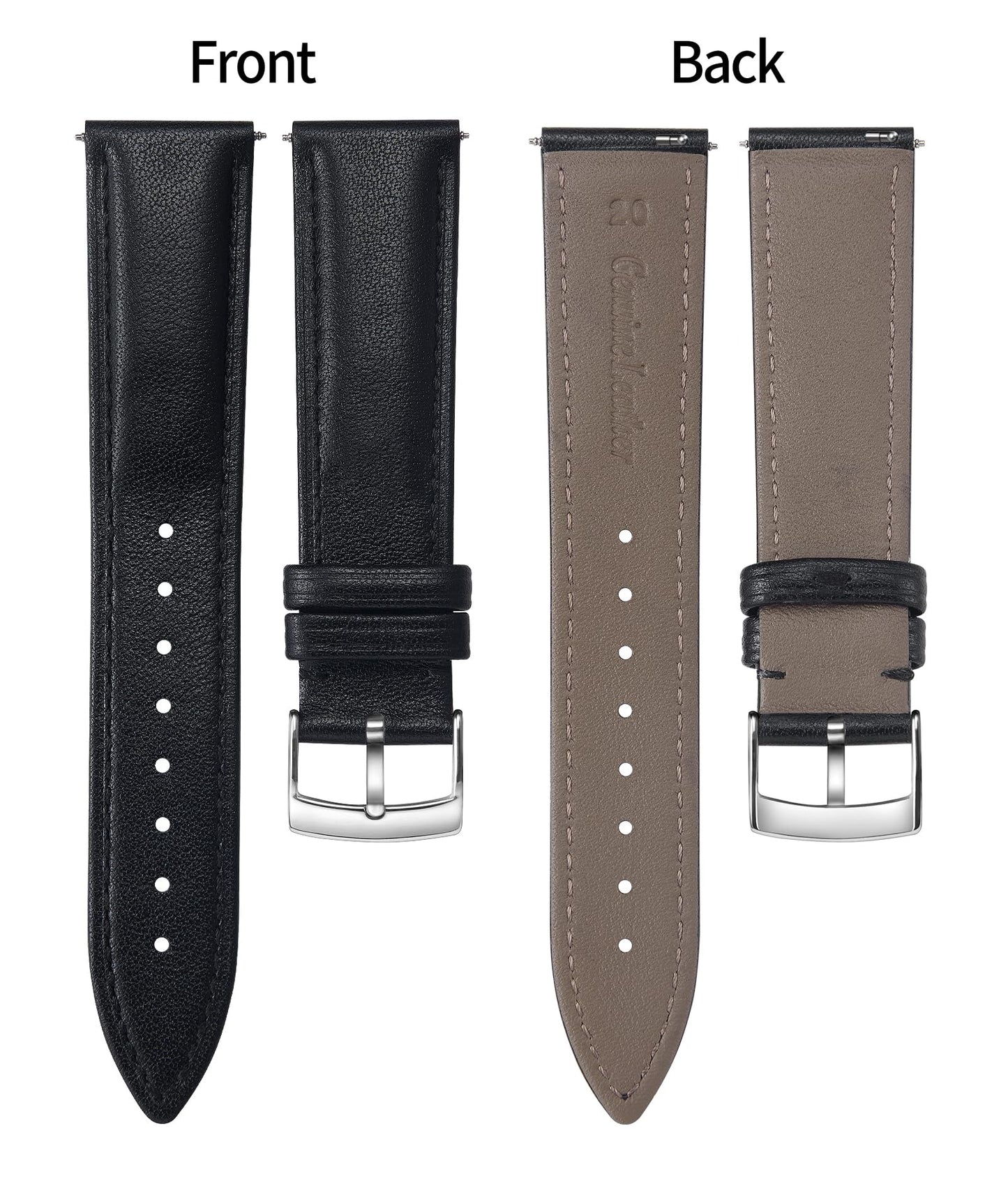 BINLUN Leather Watch Bands Quick Release Premium Calfskin Replacement Watch Strap Multicolors Watchbands for Men Women(20mm,Black)