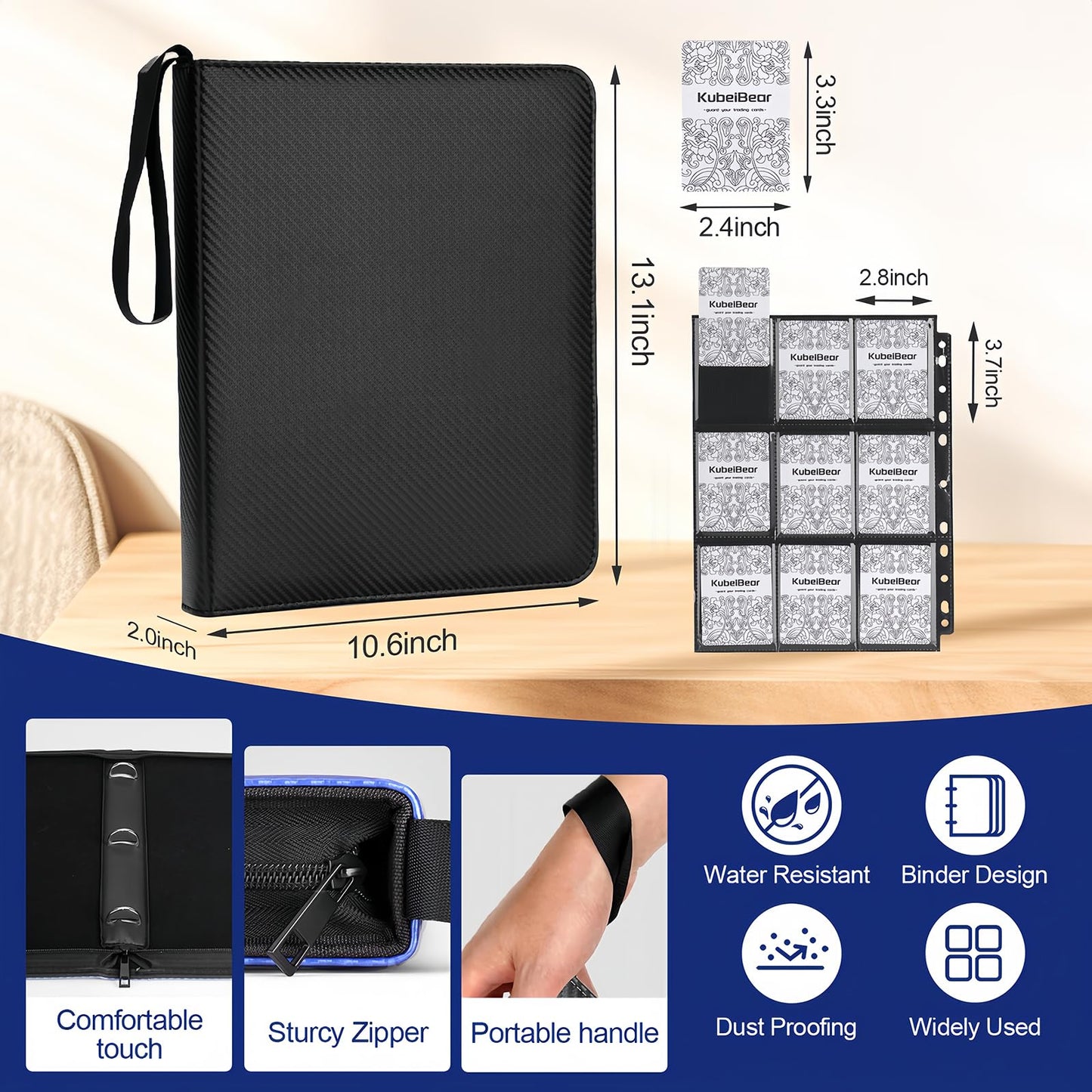 Card Binder – 720 Capacity, Zippered Trading Card Holder for MTG, Sports & Collectible Cards – Acid-Free, Durable & Travel-Friendly Storage (Black, 9 Pocket)