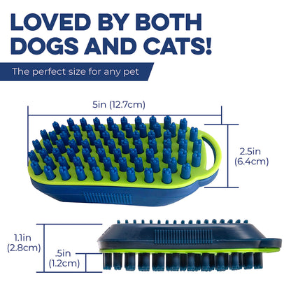 Bonza Dog & Cat Grooming Massage Brush with Removable Screen – Pet Scrubber for Gentle Short & Long-Haired Fur - Dog Bath Brush