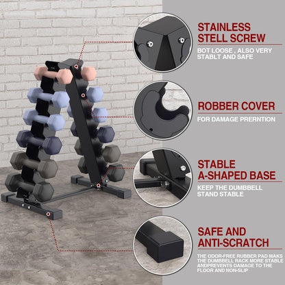 Dumbbell Rack Compact Weight Rack for Dumbbell, Kettlebell, Barbell, Heavy Duty Weight Storage Organizer (A-size dumbbell rack)