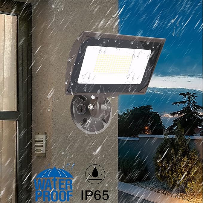 80W Outdoor LED Flood Light with 1/2" Knuckle Mount (Plate Included), 5000K Daylight 9600LM 120V, UL Waterproof LED Security Flood Lighting