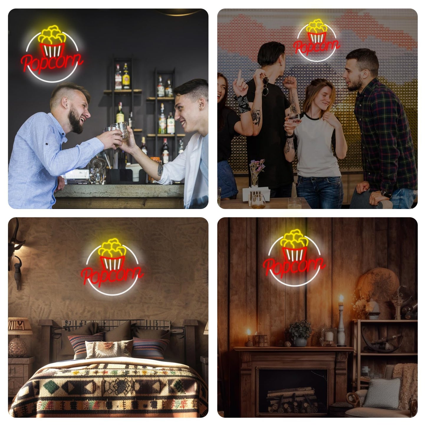 Popcorn Movie Theater Room Wall Decor, Cinema Film Neon Light for Popcorn Themed Party Kitchen Snack Decor Food Lover Wall art Themed kitchen, Gifts for Movie, Video Room