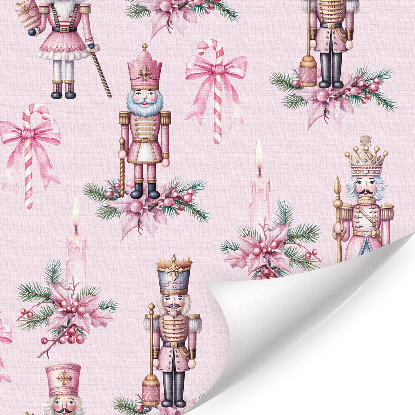 IARTTOP Pink Nutcrackers Wallpaper Peel and Stick Christmas Party Pink Contact Paper for Cabinets and Drawers Christmas Nutcracker Wallpaper Self-Adhesive for Xmas Holiday Home Decor(17.3"X118.1")