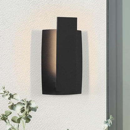 LamQee Modern Outdoor Wall Lights For House LED Integrated, Aluminum Outdoor Porch Light Fixture Wall Mount, 3000K 10W Exterior Wall Sconce Lighting Patio Front Door Garage Indoor, 2 Pack, Matte Black