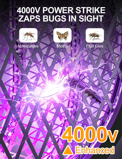 WOCVRYY Electric Fly Swatter 3 in 1 Bug Zapper Racket with 4000V 1800mah Battery 5-Layer Safety Mesh 180° Foldable Electric Mosquito Swatter Suitable for Indoor or Outdoor