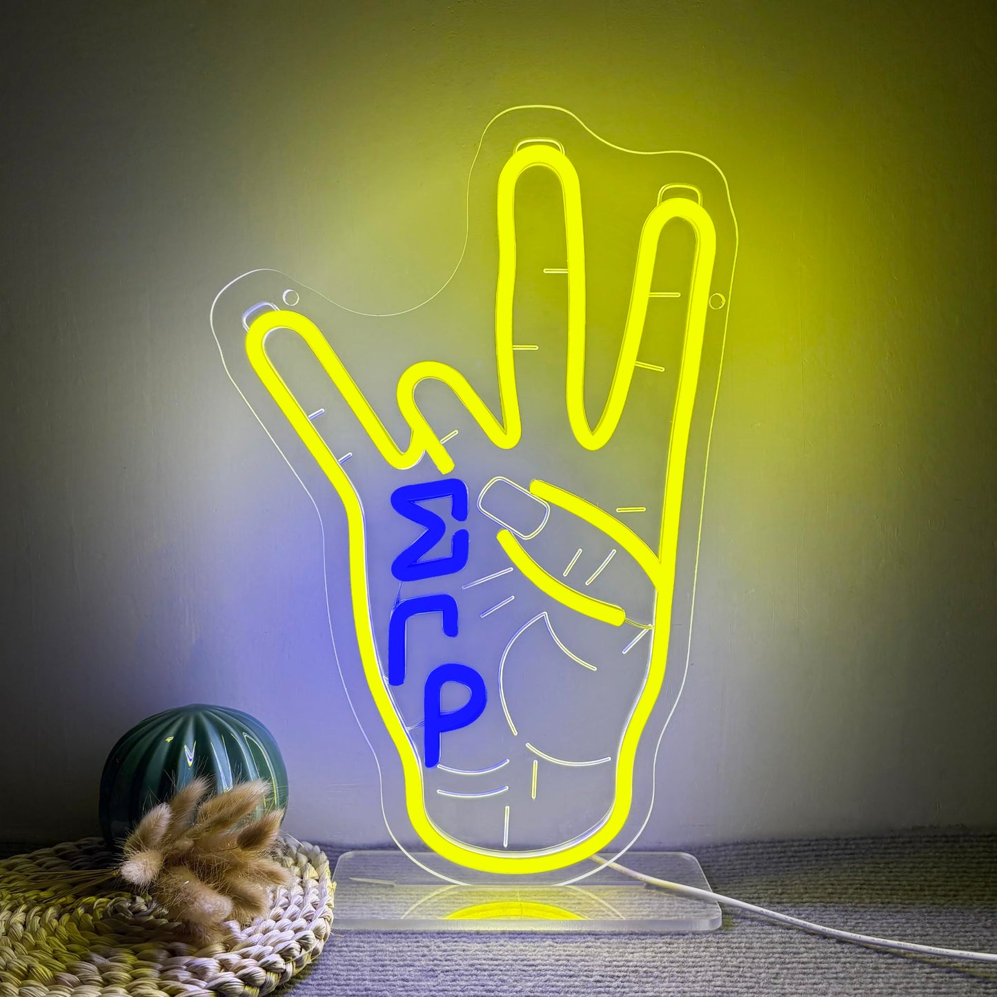 Sigma Gamma Rho Hand Neon Sign, Greek Hand Symbol Signs Neon Sign, Dimmable LED Sorority and Frat Hand Symbol Signs, Office Party Bar Cafe Decor, Family and Friends Birthday Holiday Gift(15.7*10.3in)