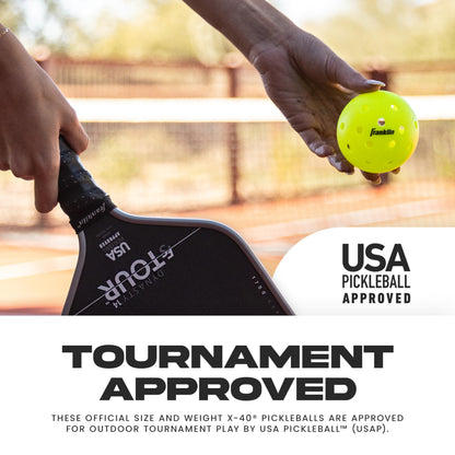 Franklin Sports Outdoor - X-40 Pickleball Balls - USA Pickleball (USAPA) Approved - 100 Bulk Pack Outside Pickleballs - Yellow - US Open Ball