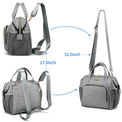 FHELAD Small Diaper Bag Backpack, Toddler Diaper Bags Waterproof Multi-Function Newborn Baby Stylish Mini Crossbody Diaper Bag, Gray