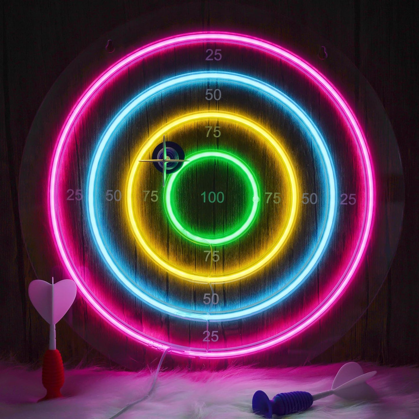 Darts Board Neon Sign with 3 Suction Cup Darts,LED Dart Scoreboard Neon Light Wall Decor USB Powered,Decorations for Game Room Man Cave Bedroom Living Room Bars Club,Birthday Gift for Darts Enthusiast