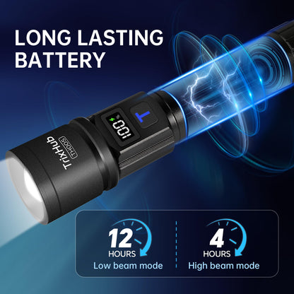 Rechargeable Flashlights 2 Pack, Super Bright High Lumens Flash Light, 5 Modes Zoomable Linternas with LCD Digital Display, Powerful Handheld LED Flashlights for Emergencies Camping