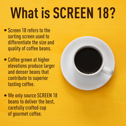 Screen 18 Specialty Grade Premium Brazilian Whole Bean Coffee, Single Origin, Medium Dark Roast, 1 LB