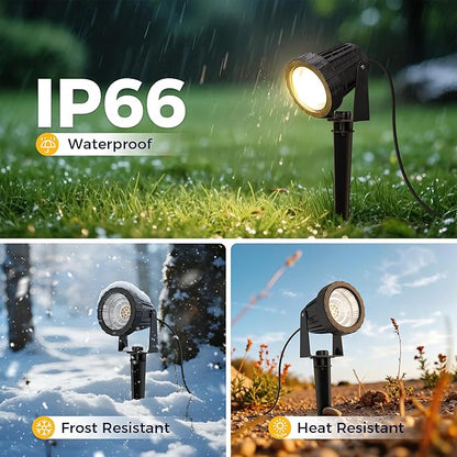 L LOHAS LED Outdoor Landscape Lighting, Auto On/Off 3000K Low Voltage Landscape Lighting, IP66 Waterproof Spot Lights for Yard, Outside, Garden, House, Pathway, Plant, Holiday Decor (8 Pack)