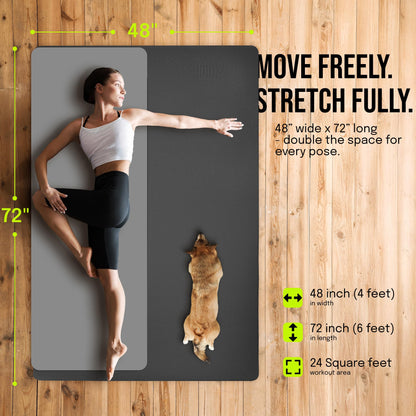 Gogokiwi Large Yoga Mat (6'x4') Extra Wide Workout Mat for Home, Non Slip Fitness & Exercise Mat for Home Gym, Yoga, Pilates, Stretching, and Floor