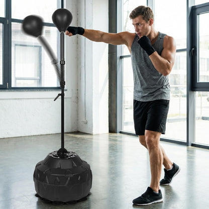 STARSNET Free Standing Reflex Ball Speed Bag for Boxers and Fitness Enthusiasts - Adjustable Height 57.4"-75.9", PU Ball, Thicken Suction Cup Base