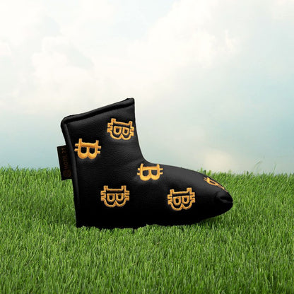 Bitcoin Golf Putter Cover for Blade Putters - Golf Headcovers for Club Protection - HODL 21 Golf Accessories (Black)