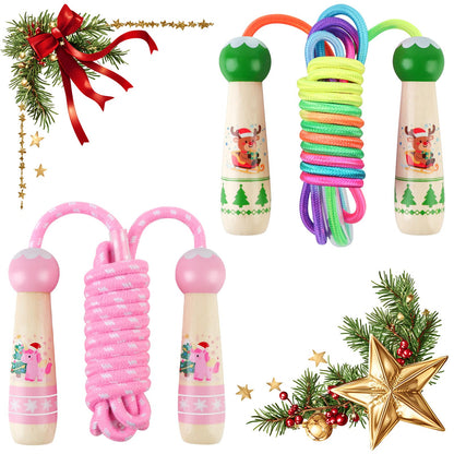 Jump Rope for Kids, Lorvain Adjustable Skipping Rope, Kids Jump Ropes with Wooden Handle for Girls Boys, Weighted Jumping Ropes for Fitness Workout Exercise Outdoor Fun Activity