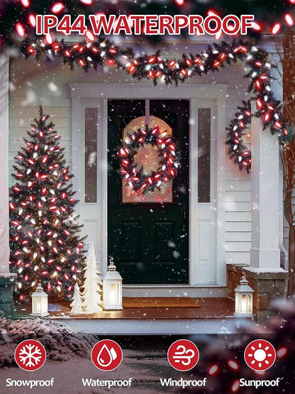 Upgraded 250 LED C6 Connectable Christmas String Lights Red and White, 82FT Waterproof Christmas Twinkle Light Outdoor, Plug in Fairy Lights Indoor with 13 Modes & Timer for Christmas Tree Decorations