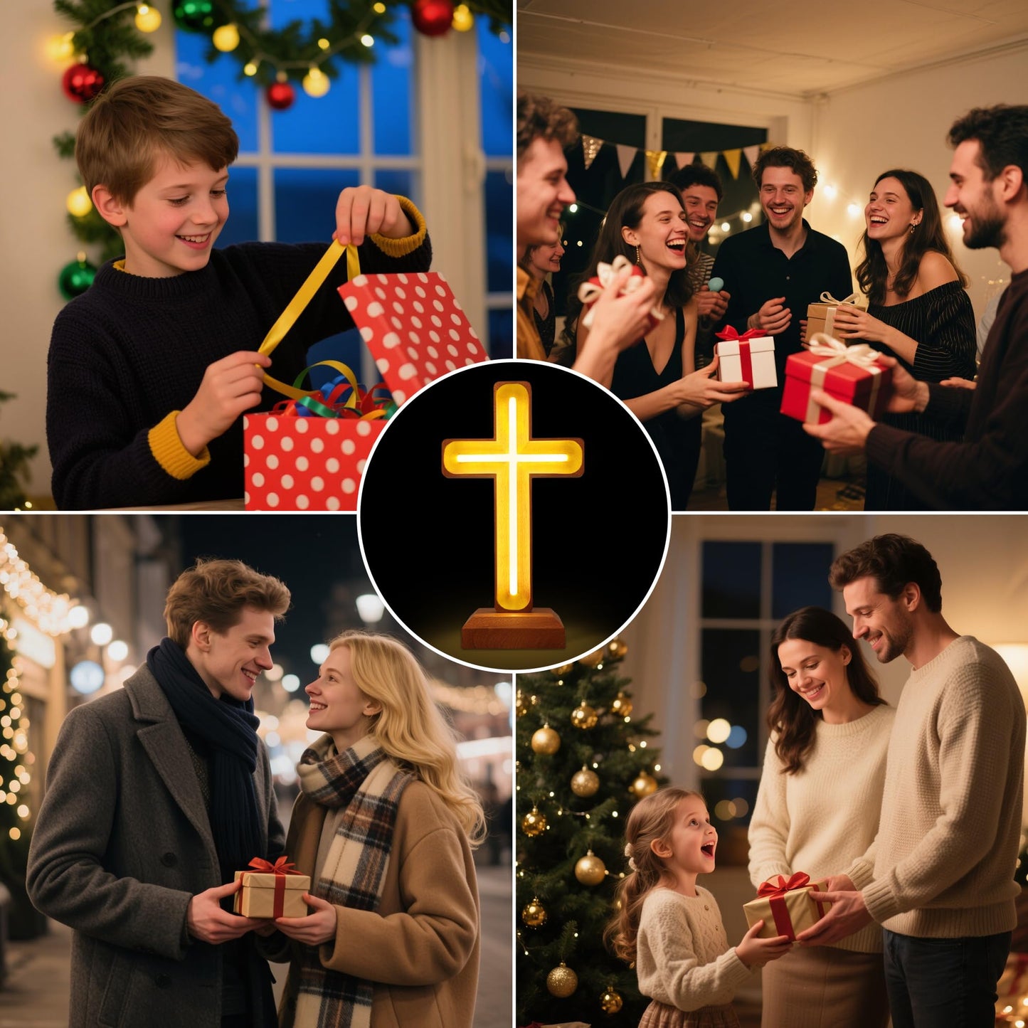 Handcrafted Wooden Cross Lamp for Spiritual Home Decor and Gifting, Cross Neon Sign with USB-Powered Warm Light for Bedside, Prayer Spaces, Christmas, Weddings, Baptism, Memorials