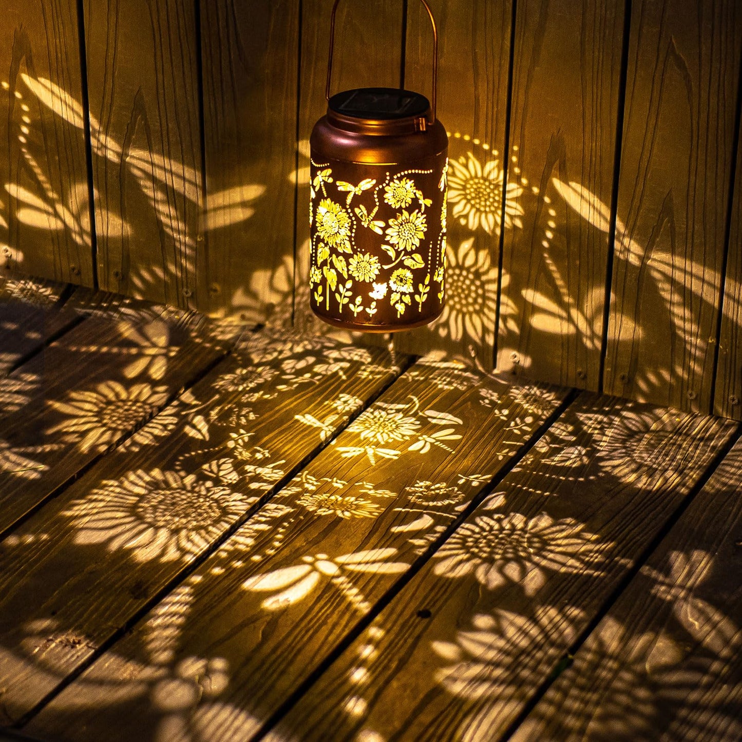 Sunflower Solar Lanterns Outdoor Waterproof Hanging Solar Lights,Gifts for Women Grandma Mom Garden Decor,Lantern Metal Decorative Yard,Patio,Lawn,Porch,Deck,Balcony