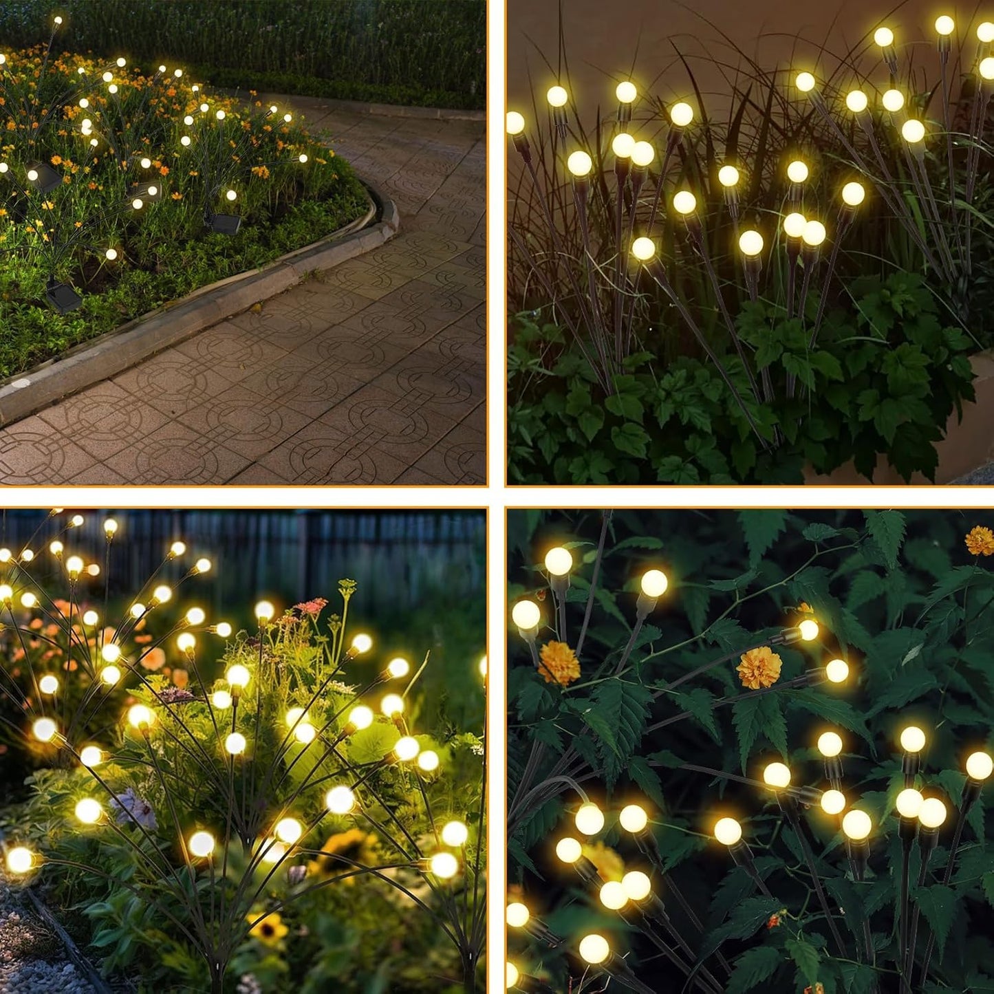 VerveAura 6 Pack Solar Firefly Lights Outdoor, Upgraded 800mAh Battery & Enlarged Bulbs, Warm White Swaying Garden Lamps, IP65 Waterproof Landscape Pathway Lighting for Yard Patio Decor