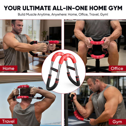 FitBeast Twister Arm Trainer, 4 Progressive Resistance Levels (30-120 lbs), 4-Spring Adjustable Arm & Chest Workout Equipment, Upper Body Strength Training Equipment for Home Gym (Red)