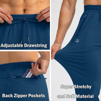 G Gradual Men's Sweatpants with Zipper Pockets Tapered Joggers for Men Athletic Pants for Workout, Jogging, Running (Dark Blue, Small)