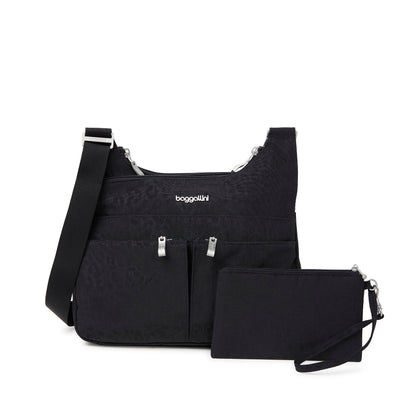 Baggallini Cross Over Crossbody Women 11x8.5 Medium Travel Bag Lightweight Water-Resistant Nylon Organized Handbag Purse