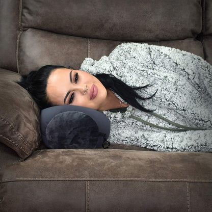 Wolf Essentials Microbead Bolster Tube Travel Pillow - Compact Neck Roll Pillow for Airplane, Car, or Home - Soft Lumbar Support Pillow - Navy