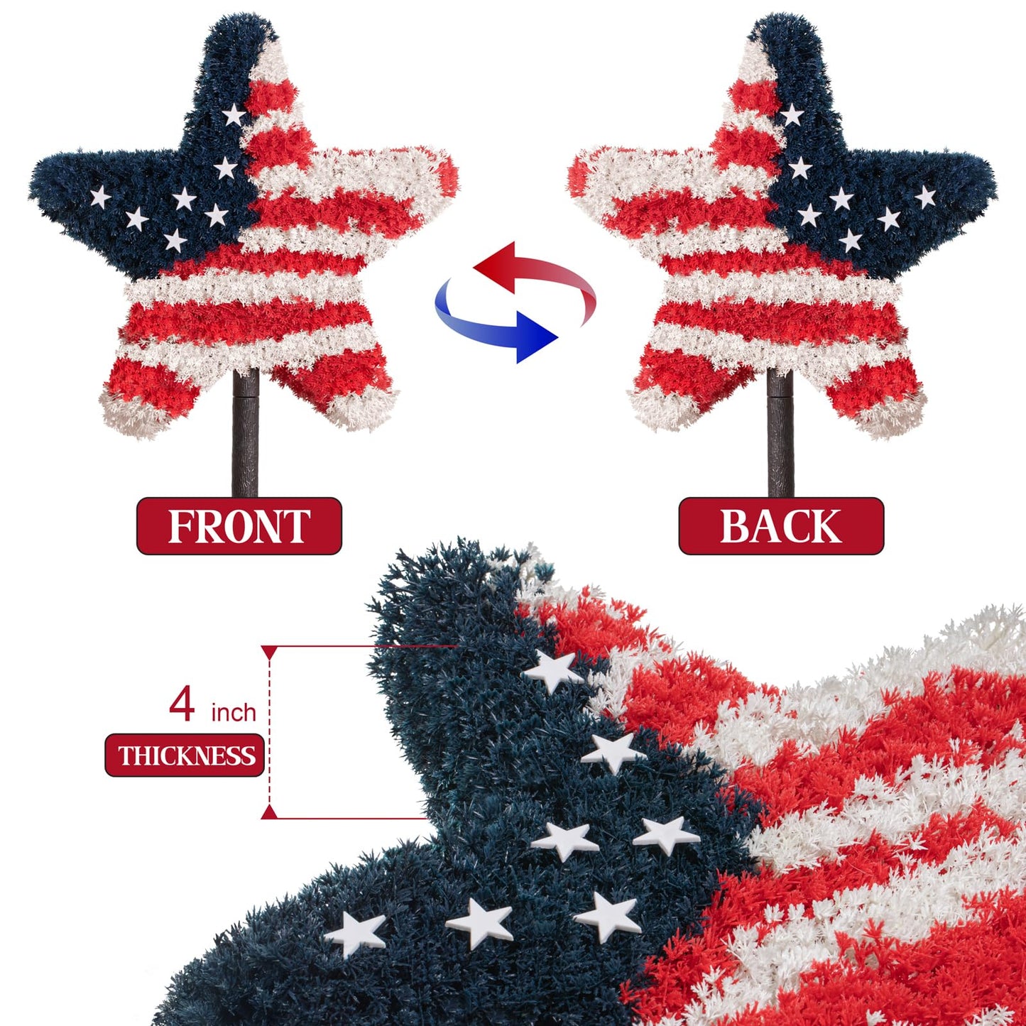 Chillchard 2 Pack Artificial Boxwood Star Patriotic Topiary Trees Outdoor