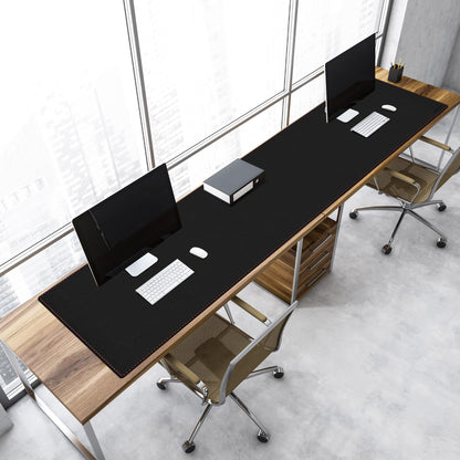ZORESYN PU Leather Desk Mat Waterproof Anti-Oil Dining Table mat - 170x50cm - Non-Slip Mouse Pad, Large Desk Pad with Suede Base,Stitched Edges Computer Desk Mat for Gamer, Office & Home | Black