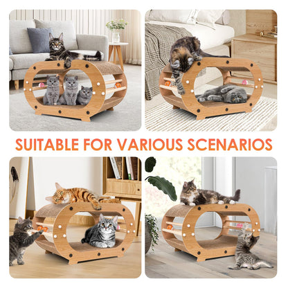 Large Cat Scratcher Bed with Ball Toy - Cat Scratching Cardboard,100% Recycled Paper Cat Scratchers for Indoor Cats and Kitten, Chemical-Free Materials Cat Scratcher Lounge - Cat Scratch Pad