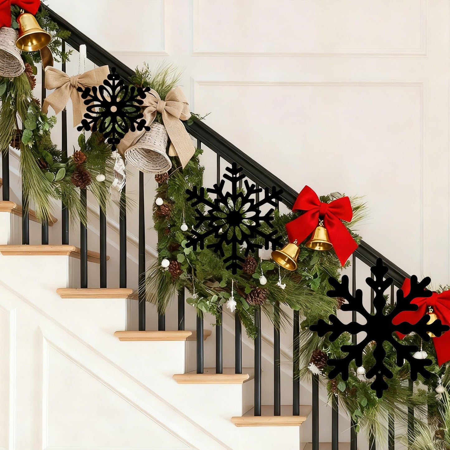 Large Snowflakes Metal Wall Art Decor, 3 Piece Set