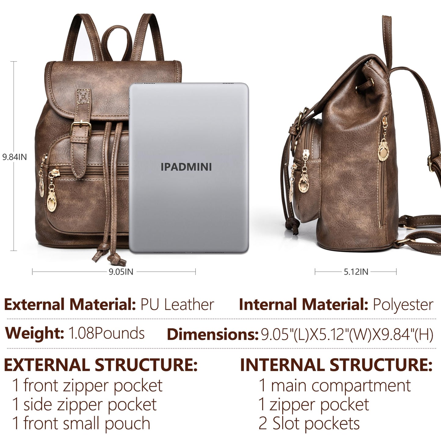 Dora & Liz Mini Backpack Purse for Women Leather Fashion Cute Small Backpacks Lightweight Travel Ladies Shoulder Bags
