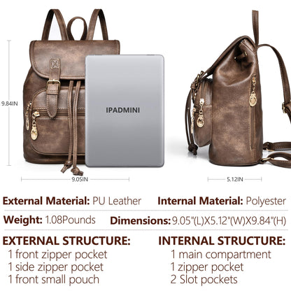 Dora & Liz Mini Backpack Purse for Women Leather Fashion Cute Small Backpacks Lightweight Travel Ladies Shoulder Bags