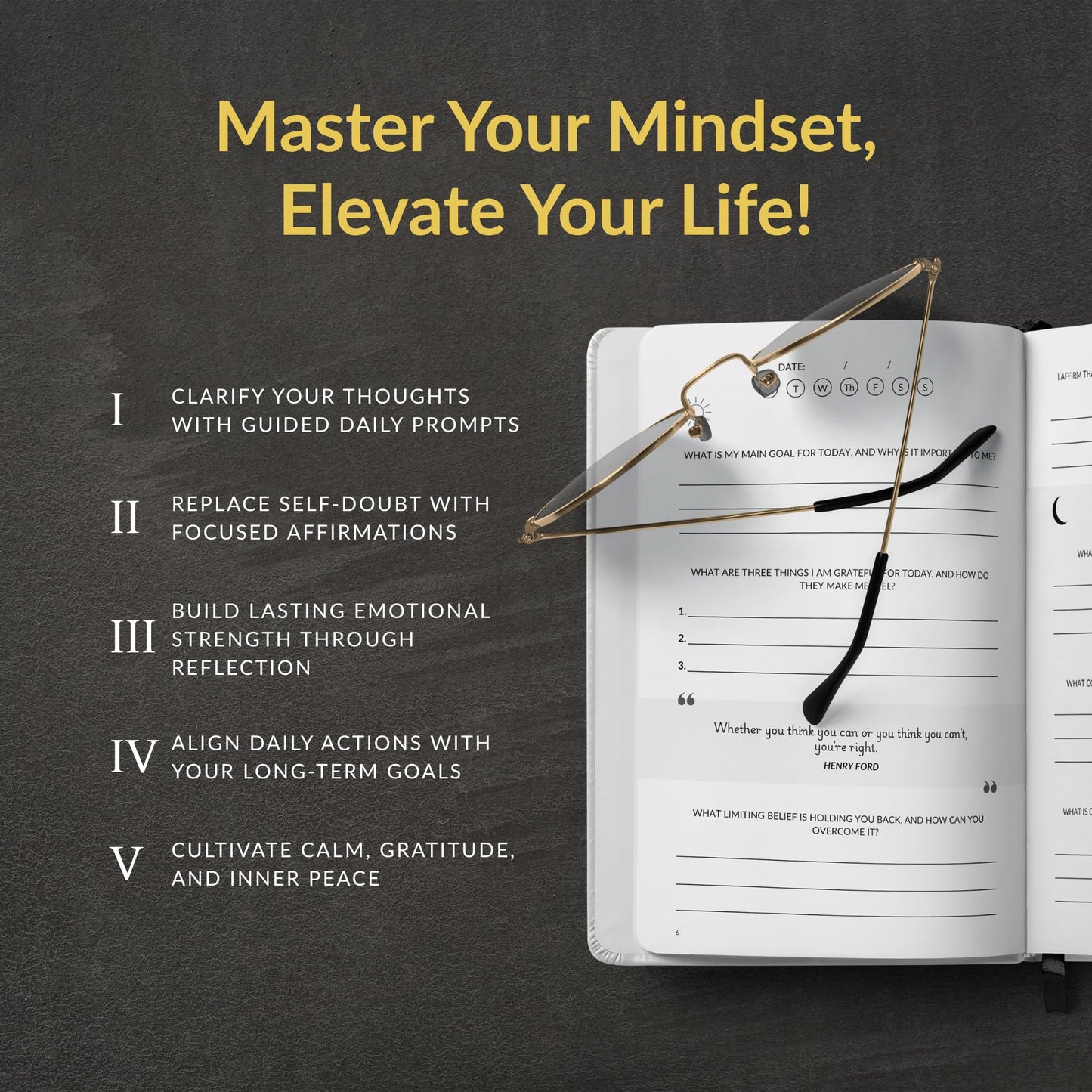 Foundations of Self Mastery Journal – Guided Daily Planner for Men & Women | Goal Setting, Gratitude, Manifestation, Affirmation, Reflection, Mindfulness, Productivity & Personal Growth (White)