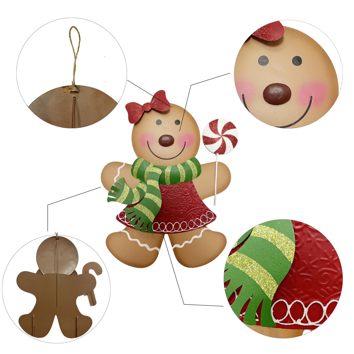 ABELOTS Outdoor Christmas Decorations,27" H Large Gingerbread Boy and Girl Metal Yard Stakes,Set of 2, Rustic Winter Signs for Lawn Garden,Patio, Pathway & Front Yard,Farmhouse Porch Outside
