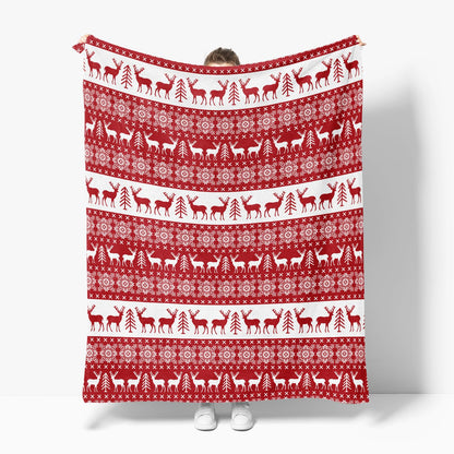 Horaldaily Christmas Sherpa Flannel Blanket Throw, Red Reindeer Soft Fuzzy Plush Cozy Fleece Blankets for Couch Sofa Bed Lounging, Ideal Gifts for Kids Adults Wife Self, 50x60