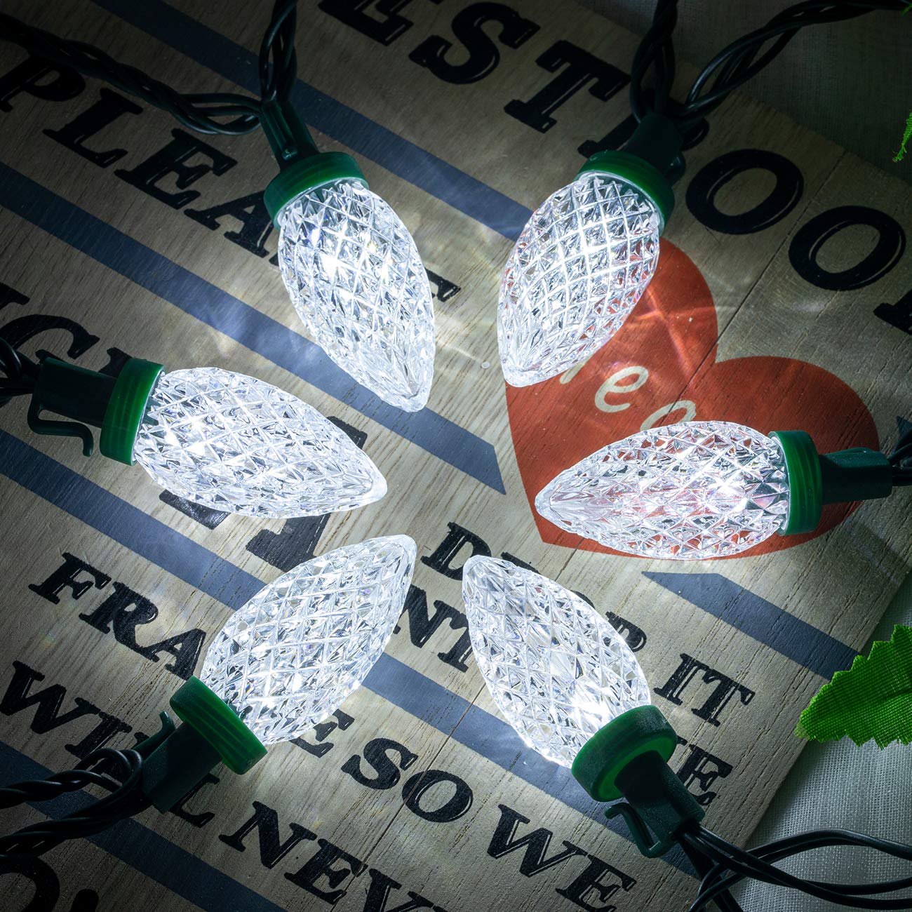 AWQ 100LED 81 FT C9 Christmas String Lights Plug in Fairy Twinkle String Lights 8 Modes Timer Function Waterproof Extendable for Indoor Outdoor Wedding Party Christmas Decoration (100, White)