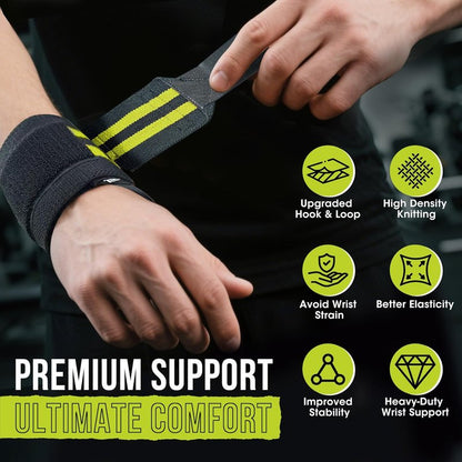 Weightlifting Wrist Wraps - 18" Professional Support with Heavy-Duty Thumb Loop | Adjustable Gym Straps for Men & Women