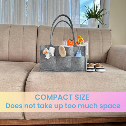 SAVUK Baby Diaper Caddy Organizer Portable Newborn Shower Basket Gifts Storage Changing Wipes Bag Car Nursery Infant Boy or Girl Baby (Grey)