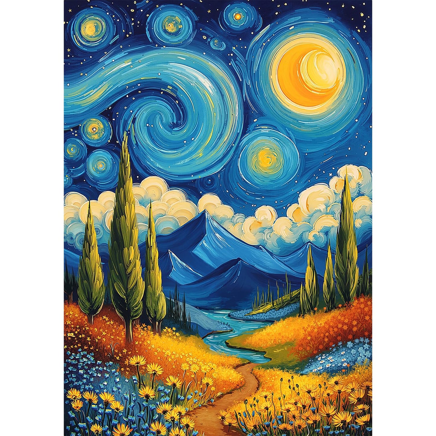 1000 Piece Van Gogh-Inspired Starry Night Jigsaw Puzzle for Adults
