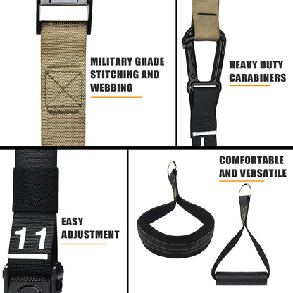Bodytorc Suspension Trainer, Bodyweight Training Straps for Full Body Workouts at Home, Includes Door Anchor, Extension Arms and Advanced Foot Straps. Green