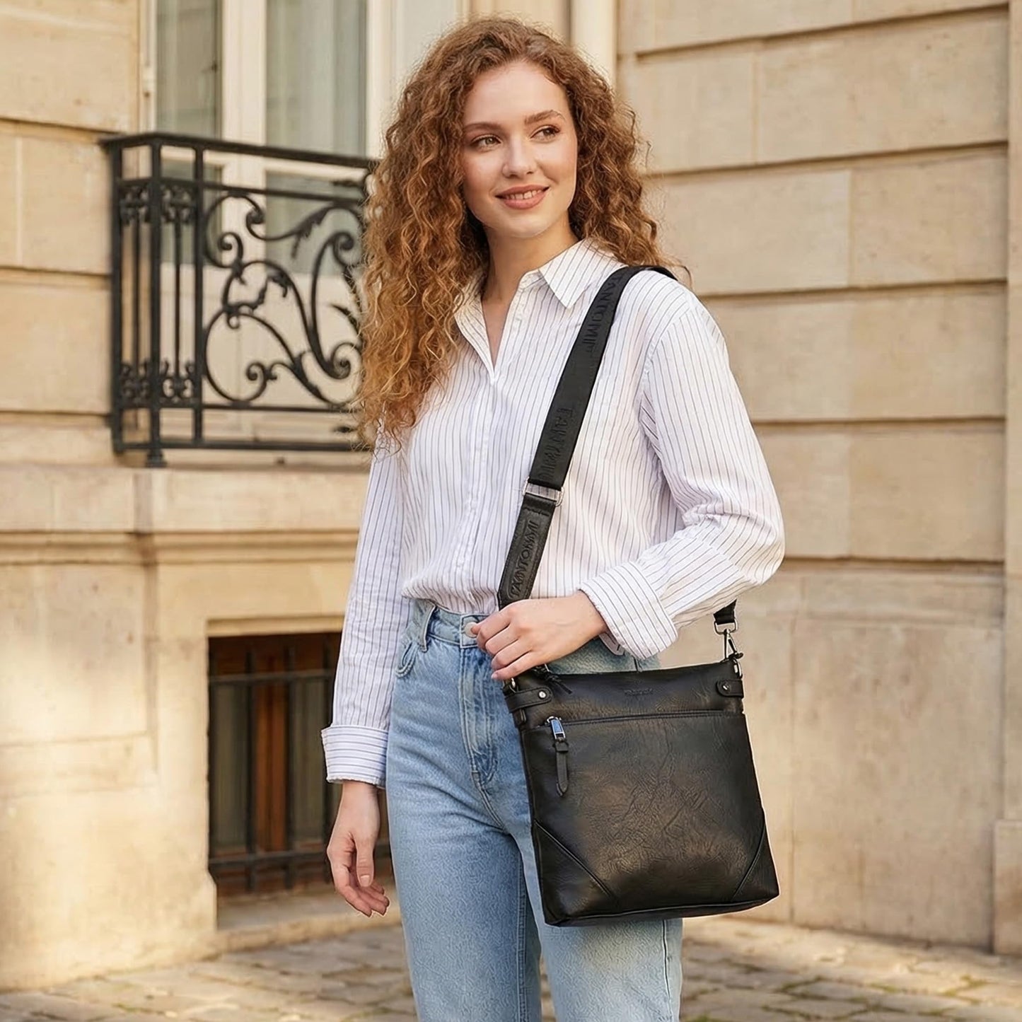TANTOMI Crossbody Bags for Women, Vegan Leather Hobo Purse for Travel, Shoulder Handbags with Adjustable Wide Strap