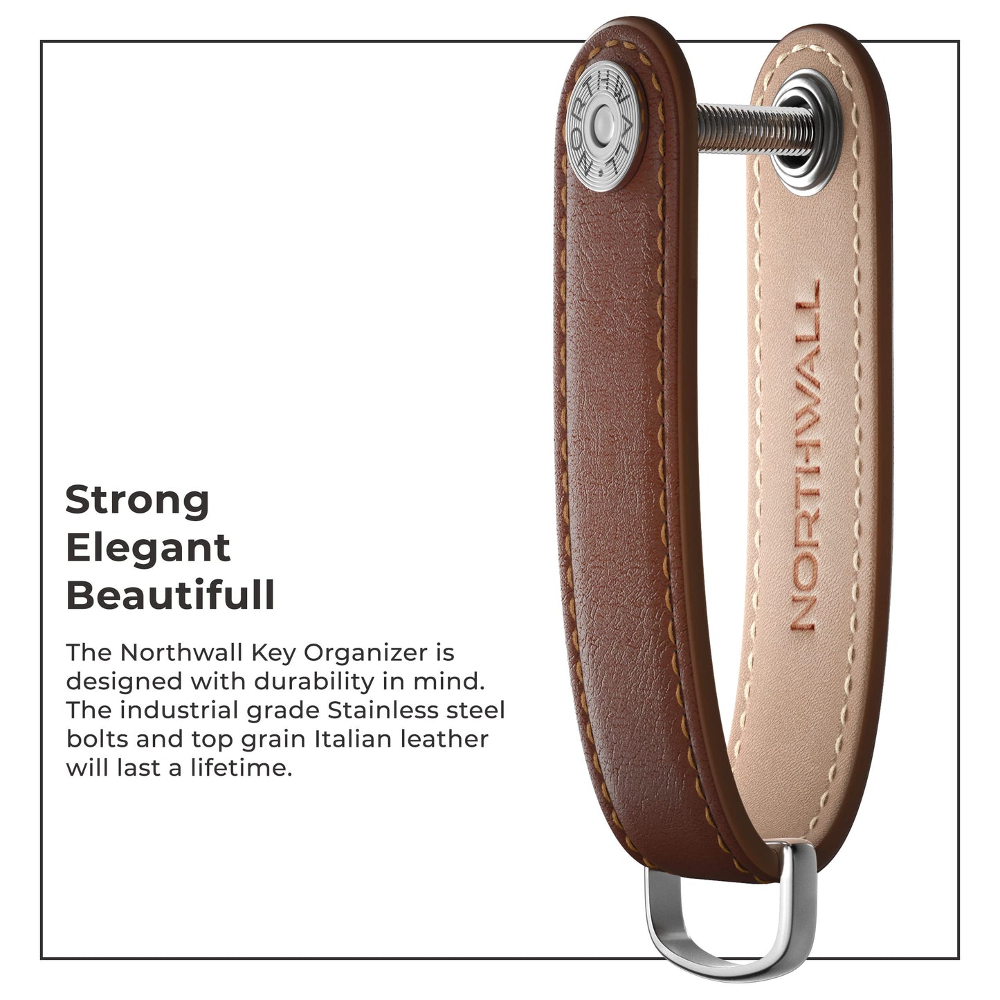 Northwall Leather Key Organizer – Minimalist Pocket Key Holder for Men and Women – Holds Up to 7 Keys with Secure Locking Mechanism– Durable Vegetable Tanned Leather Keychain Accessory Brown